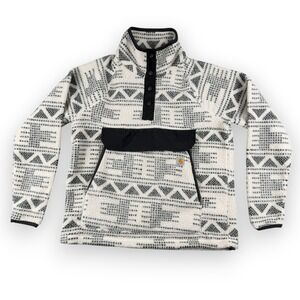 Carhartt Fleece Pullover Womens M White Aztec Geometric Pattern Relaxed Fit